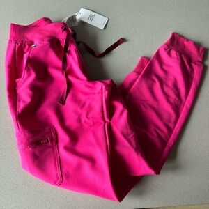 2 PANTS Figs Zamora Scrub Pants Shocking Pink and Deep Cranberry